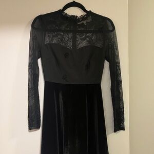 Pink Martini Gothic Black Lace & Velvet Dress